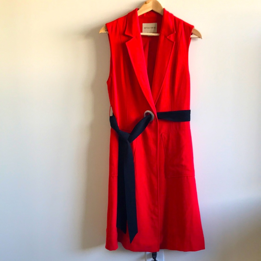 New PSALTER Triacetate blazer dress long Vest jacket Sleeveless trench